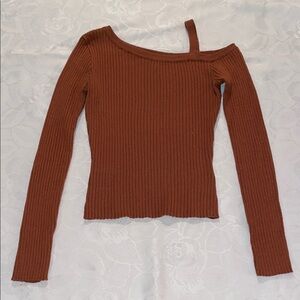Aeropostale Ribbed One-Shoulder Long Sleeve Top